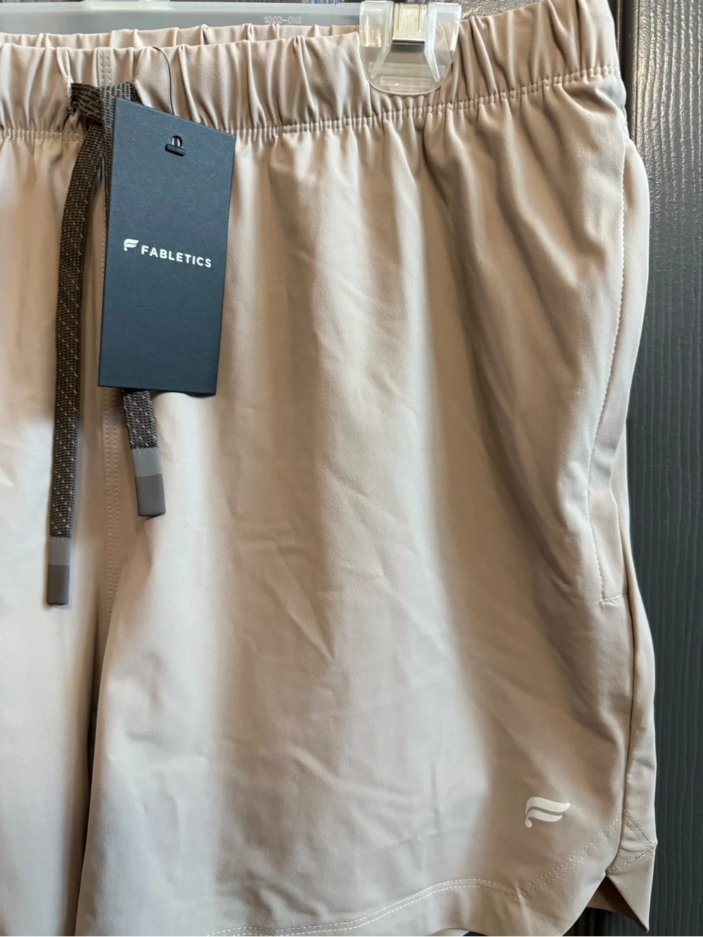 NWT Fabletics Men's The One Light Beige Athletic Shorts L Athleisure Gym